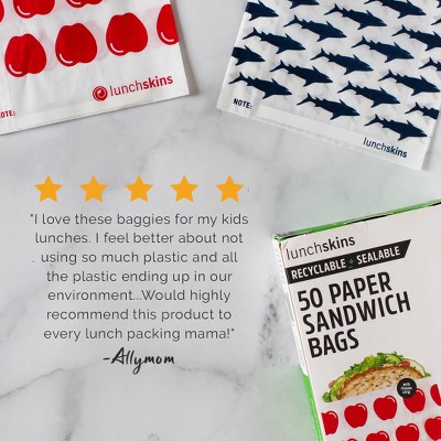 Lunchskins Recyclable & Sealable Paper Sandwich Bags - Shark - 50ct : Target
