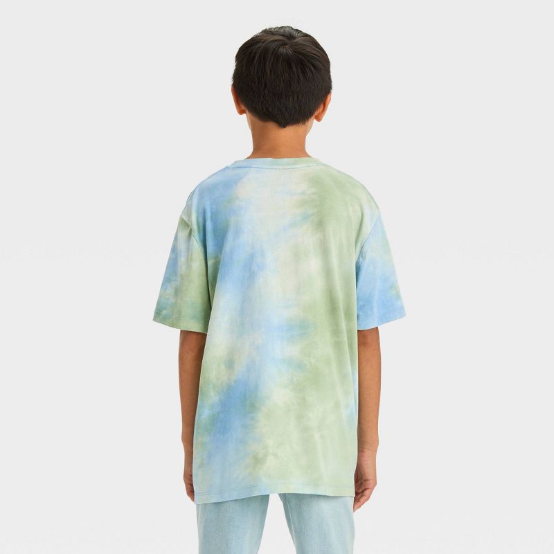 Boys' Short Sleeve Tie-Dye Graphic T-Shirt with Puff Printed Smiley - art class™ Blue, 4 of 5