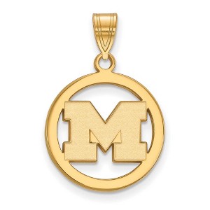 Black Bow Jewelry 14k Yellow Gold Plated Sterling Silver Michigan Wolverines NCAA Small Pendant - 1 of 3