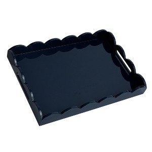 Storied Home Wide Wood Tray, Navy - 1 of 4