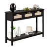 Glasflength Decorative Storage Cabinets, Mid Century End Table with Drawer, Living Room Rattan Storage Table, Kitchen Cabinet, Black 47.2"*11.8"*32.1" - 3 of 4