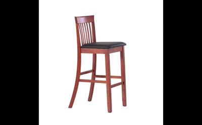 Classic Dark Cherry & Black Faux Leather 31" Craftsman Barstool
