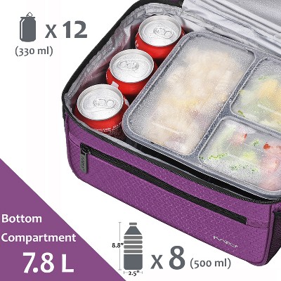 Purple Double Compartment Insulated Lunch Bag for Adults