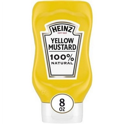 Pack Of 3 - Heinz 100% Natural Yellow Mustard Bottle - 8 Oz