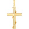 14k Yellow Gold 1.4" Rope Wrapped Cylinder Tube Cross Charm Pendant with optional Adjustable Chain Necklace - 4 of 4