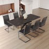 7-Piece Extendable Dining Set with Rectangle Kitchen Table and 6 C-shaped Tube Armless Chairs - 4 of 4