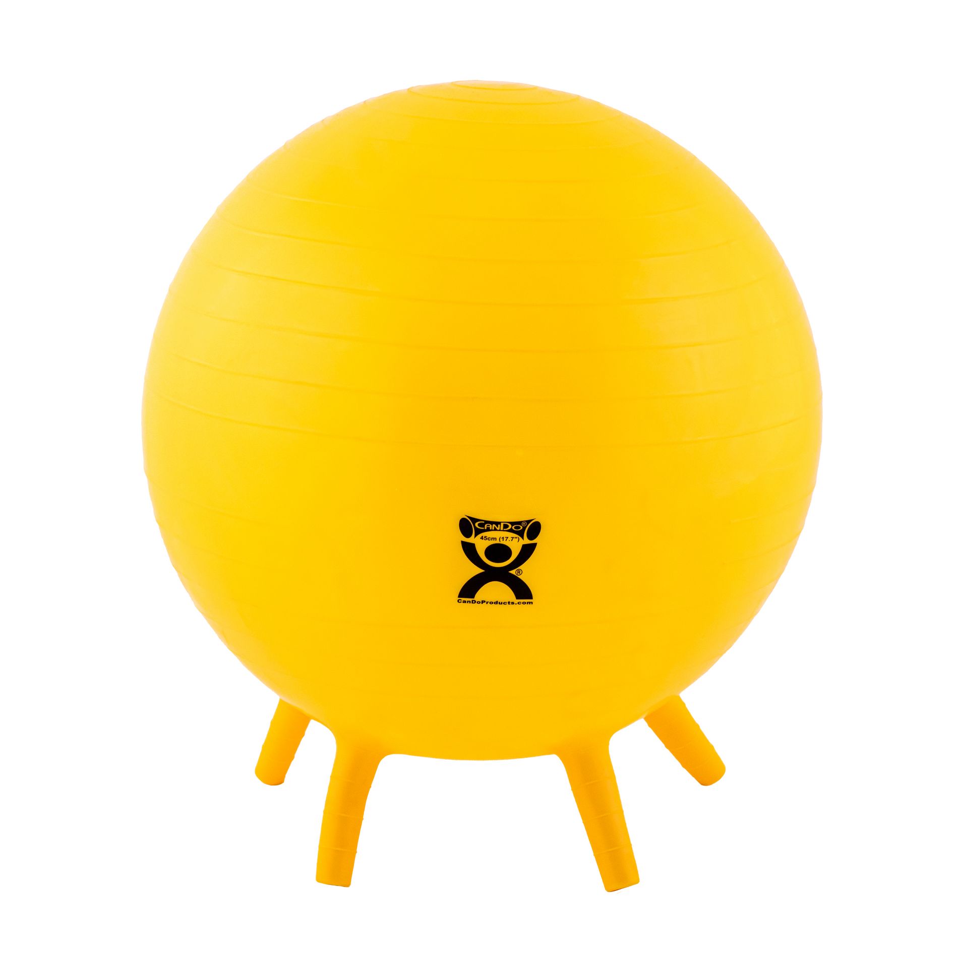CanDo Non-Slip Inflatable Exercise Ball with Stability Feet for Workout, Core Training, Yoga, Pilates, Active Sitting. Yellow - 18"