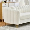 85" Chenille 3-Seater Sofa with Gold Legs & Curved Armrests - 4 of 4