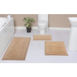 Opulent Collection Cotton Reversible Tufted Set of 3 Bath Rug Set - Home Weavers - 1 of 4