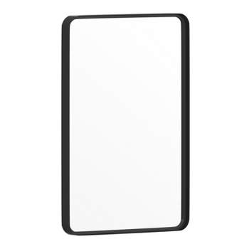 Merrick Lane 20" x 30" Matte Black Decorative Wall Mirror with Rounded Corners for Bathroom, Living Room, Entryway, Hangs Horizontal Or Vertical