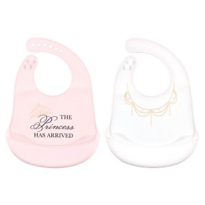 Little Treasure Baby Girl Silicone Bibs 2pk, Princess, One Size - 1 of 1