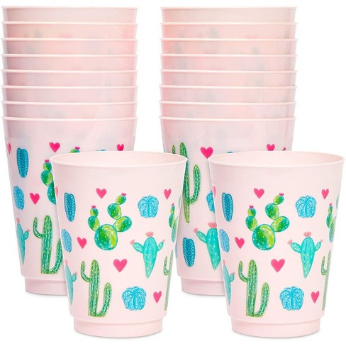 Sparkle And Bash 16 Pack Plastic Cactus Tumbler Cups Fiesta Party Supplies Pink 16 Oz Target