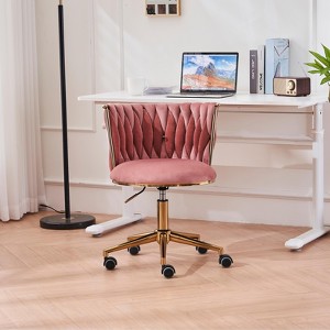 Office Desk Chair, Upholstered Home Office Desk Chairs with Adjustable Swivel Wheels - 1 of 4