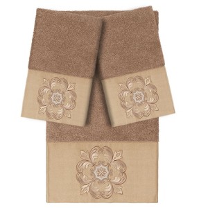 Linum Home Textiles 100% Turkish Cotton ALYSSA Embellished Towel Set - 1 of 4