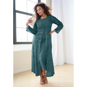 Roaman's Lace Jacket Maxi Dress Set - 1 of 3