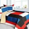 Slickblue Full/Queen Quilt Set, 100% TC Fabric Vermicelli Quilted Patchwork, Machine Washable, 3 Geometric Design, 3pc - 2 of 4