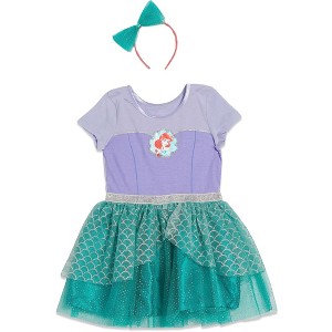 Disney Princess The Little Mermaid Moana Ariel Rapunzel Tulle Dress and Headband Infant to Little Kid - 1 of 4