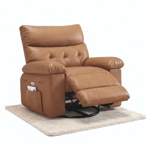 PU Leather Recliner Chair, 360° Swivel with Side Pocket Sofa, Manual Lounge Recliner with Comfortable Arms - 1 of 4