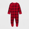 Baby Plaid Ribbed Holiday Matching Family Footed Pajama - Wondershop™ Red/Black - 2 of 4