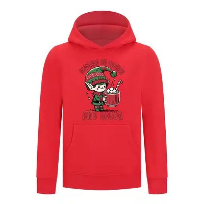 Everyday Kids Christmas Collection Powered by Cookies and Cocoa Pullover Hoodie – Holiday Sweatshirt - Red