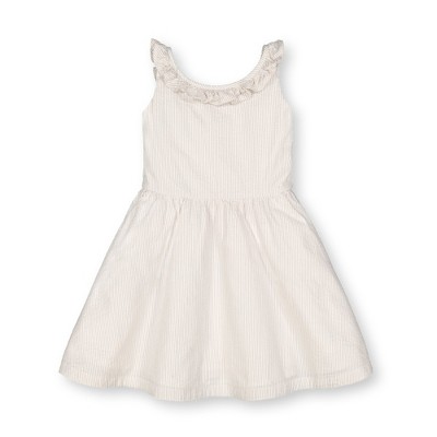 Hope & Henry Girls' Sleeveless Seersucker Dress with Collar Details, Toddler