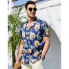 Halloween Men's Floral Print Button-Down Shirt Men's Hawaiian Floral Shirts Tropical Holiday Beach Shirt - 4 of 4