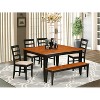 HomeStock 6-Piece Rectangle Black Finish Solid Wood Top Dining Table with 1 Bench, 4 Chairs - 2 of 4