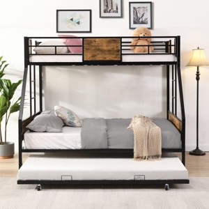 Streamdale Twin Over Full Bunk Bed with Trundle, Guardrails, Storage - 1 of 4