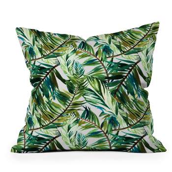 Marta Barragan Camarasa Leaf the Jungle Watercolor Outdoor Throw Pillow Green - Deny Designs