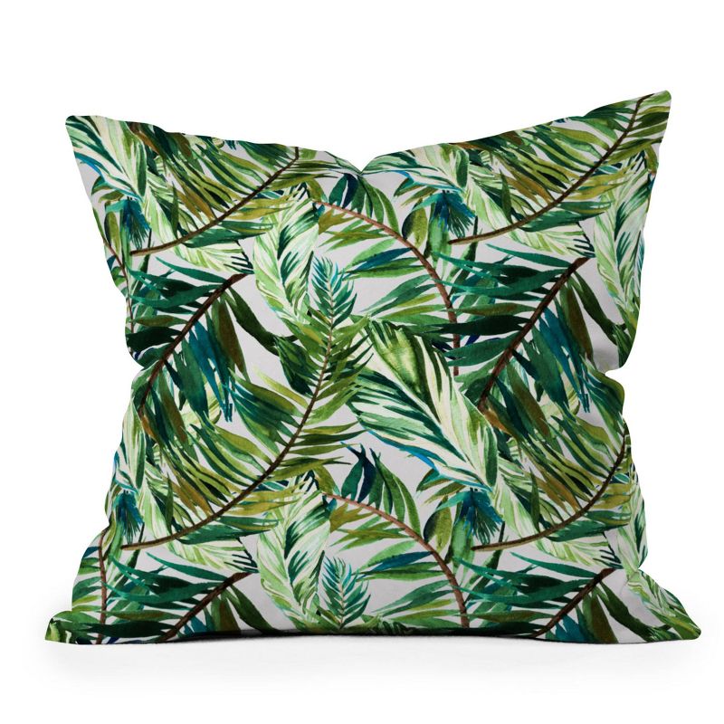 Marta Barragan Camarasa Leaf the Jungle Watercolor Outdoor Throw Pillow Green - Deny Designs, 1 of 5