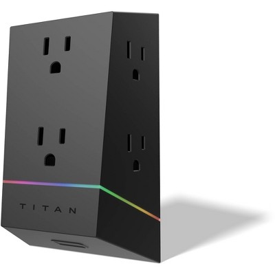 Titan 6-Outlet Surge Tap 560J Multi Color LED
