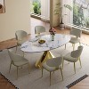KWPZQEB 71" Luxury Marble Dining Table with Glossy Pandora Sintered Stone Tabletop, Elegant Kitchen Table w/ Stainless Steel Base for 6-8 (Table Only) - 2 of 4