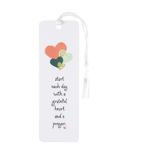 Start Each Day Peachy Heart Classic White Cardstock Tassel Bookmarks, Pack of 12 - 1 of 2