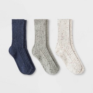 Women's Fine Ribbed Nep 3pk Crew Socks - Universal Thread™ - 1 of 2