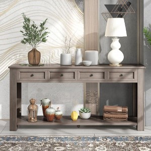 CAVINAS Modern Console Table with 4 Storage Drawers and Bottom Shelf, 63 inch Rectangle Entryway Table for Living Room,Hallway - 1 of 4