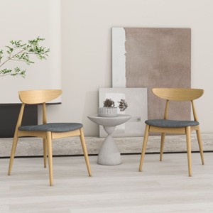 Coolbibila Casual Kitchen Dining Chairs Set Of 2,Fabric Upholstered Seat And Wood Frame Round Legs, Armless Curved Back Dining Chair - 1 of 4