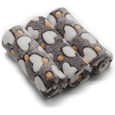 1 Pack 3 Puppy Blankets Super Soft Warm Sleep Mat Grey Cute Print Fluffy Fleece Pet Flannel Throw Dog Blankets for Small Dogs Cats