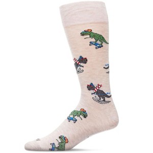 Memoi Men's Skiing and Skating Dinosaurs Bamboo Blend Novelty Crew Socks - 1 of 4