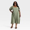 Women's Balloon Short Sleeve Midi Button-Up Dress - Ava & Viv™ - 3 of 3