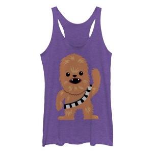 Women's Star Wars Cute Chewbacca Cartoon Racerback Tank Top - 1 of 3