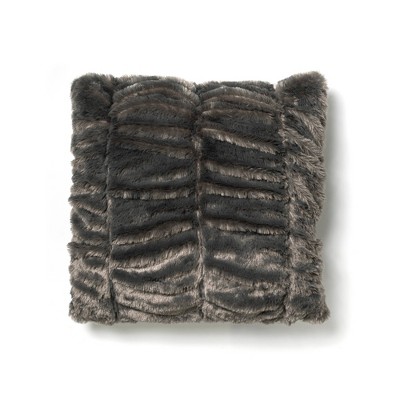 20"x20" Oversize Faux Fur Pattern Square Throw Pillow Gray - Sure Fit
