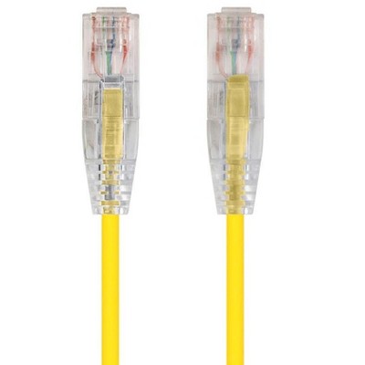 Monoprice Cat6 Ethernet Patch Cable - 0.5ft - Yellow, Snagless RJ45 Stranded 550MHz UTP CMR Riser Rated Pure Bare Copper Wire 28AWG - SlimRun Series