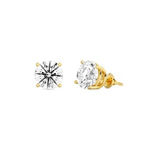 Gilded IGI Certified Lab-Grown Diamond 14KT White & Yellow Gold Stud Earrings for Women 4-Prong Basket, Round & Princess Cut, 1-2-3 Carat Total Weight - 1 of 4