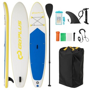 Costway 11' Inflatable Stand Up Paddle Board whth Accessories Paddle Hand Pump Repair Kit, Blue/Gray/Yellow/Dark Blue/Turquoise - 1 of 4