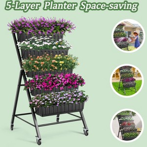 Homdox 4FT 5-Tier Vertical Garden Bed with Lockable Wheels & Drainage, Elevated Planter for Herbs Vegetables Flowers Indoor Outdoo,27.2 * 30 * 48Inch - 1 of 4