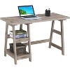 HomeStock HomeStock Trestle Desk with Shelves, 47", Sandstone - 4 of 4