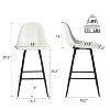 White 25.5 Inch Bar Stools, Set of 2 Modern Metal Bar Height Bar Stools - 3 of 4