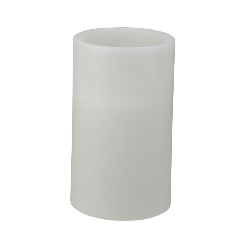 Northlight 8" Prelit LED Battery Operated Flameless Flickering Pillar Candle - White, 1 of 4