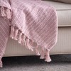 AZL1 Life Concept Throw Blankets, 2-Pack Dual-Tone Textured Throws with Tassel Accents for Modern and Bohemian Decor, Pink, 60"*50"*0.3" - 3 of 4