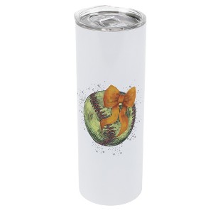Elanze Designs 20 Ounce Stainless Steel On the Go Travel Tumbler With Push Top Lid, Softball With Orange Bow - 1 of 1